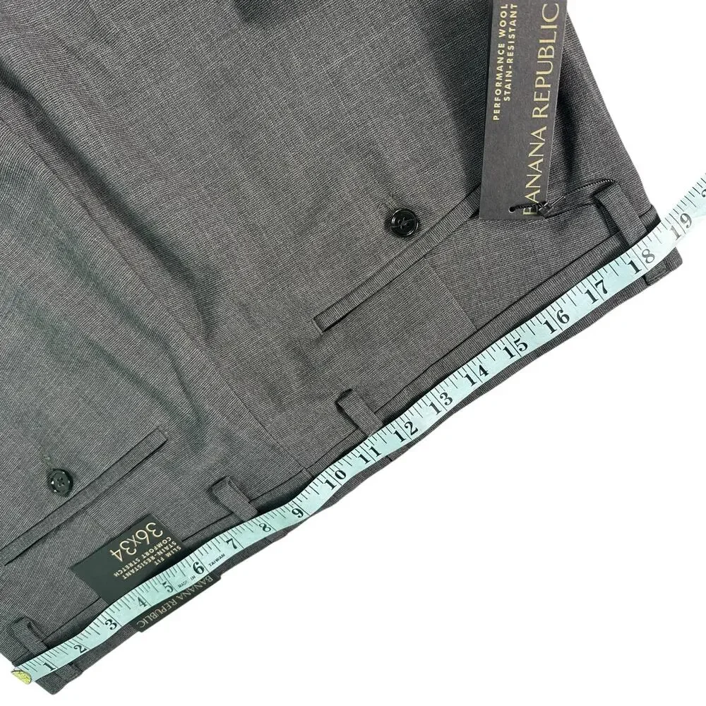 Banana Republic Performance Wool Dress‎ Pants Mens 36x34 Slim Fit Gray NEW